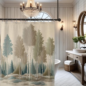 Tranquil Woodland | Nature Shower Curtain  Elegant Bathroom Decor Forest Theme Relaxing Atmosphere Eco-Friendly Home Polyester Bath Fabric