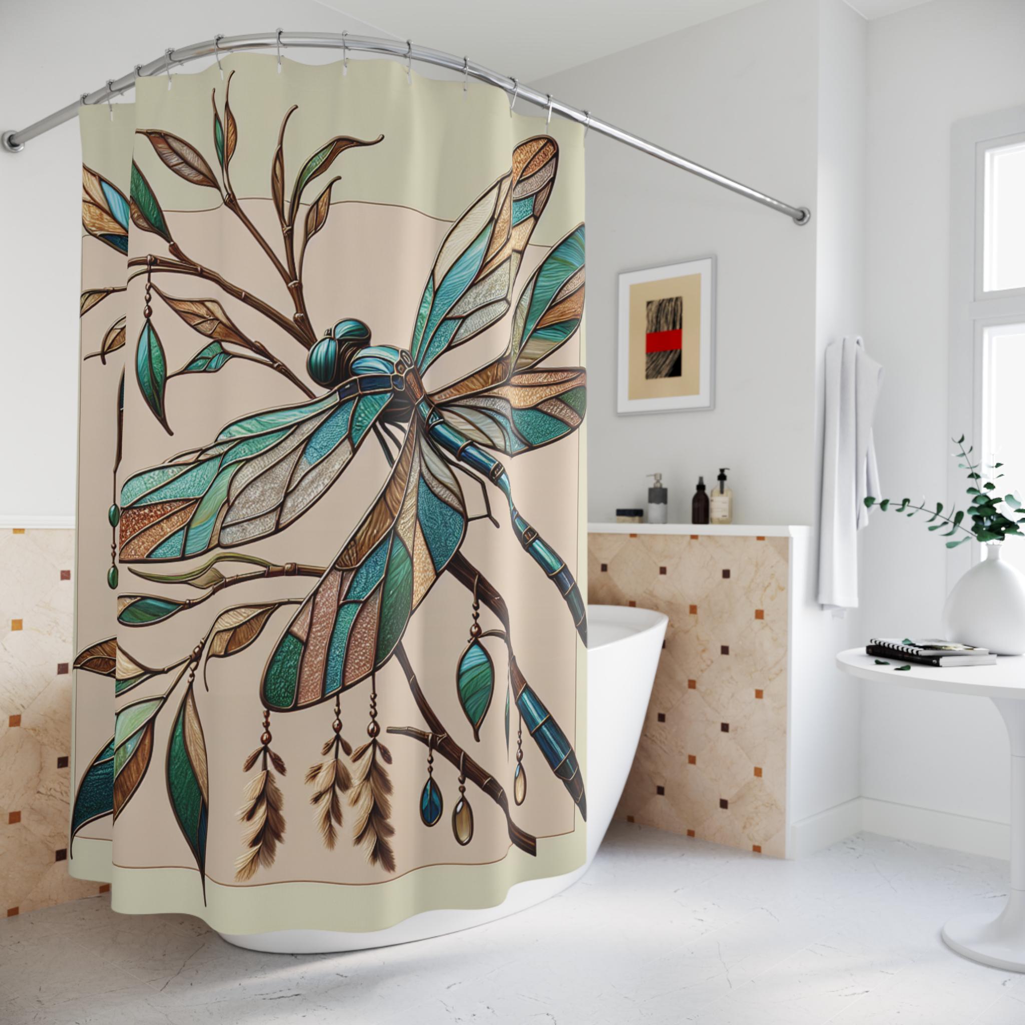 Erosebridal Duschvorhang Mit Libellen-Muster – Boho Design, Wasserdicht, 180x200cm, Aus Polyester