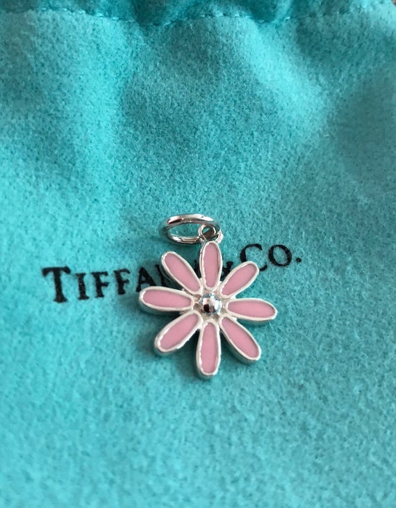 Vintage Tiffany & Co Pink Enamel Sterling Silver Daisy Flower