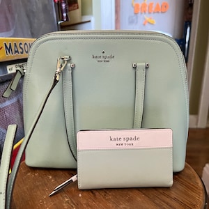 Kate Spade New York Patterson Drive Medium Dome Satchel in Mint UND passender Color Block Geldbörse