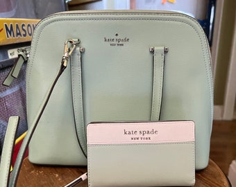 Kate Spade New York Patterson Drive Medium Dome Satchel in Mint AND matching Color Block wallet