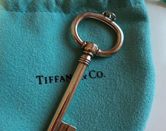 Vintage XL Tiffany & Co Oval Skeleton Key 925 Pendant 2.5 inches