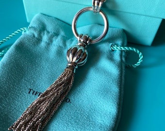 Vintage Tiffany and CO Vintage Tassel dangling necklace/pendant  Sterling Silver 30” T&C Large Curb Chain