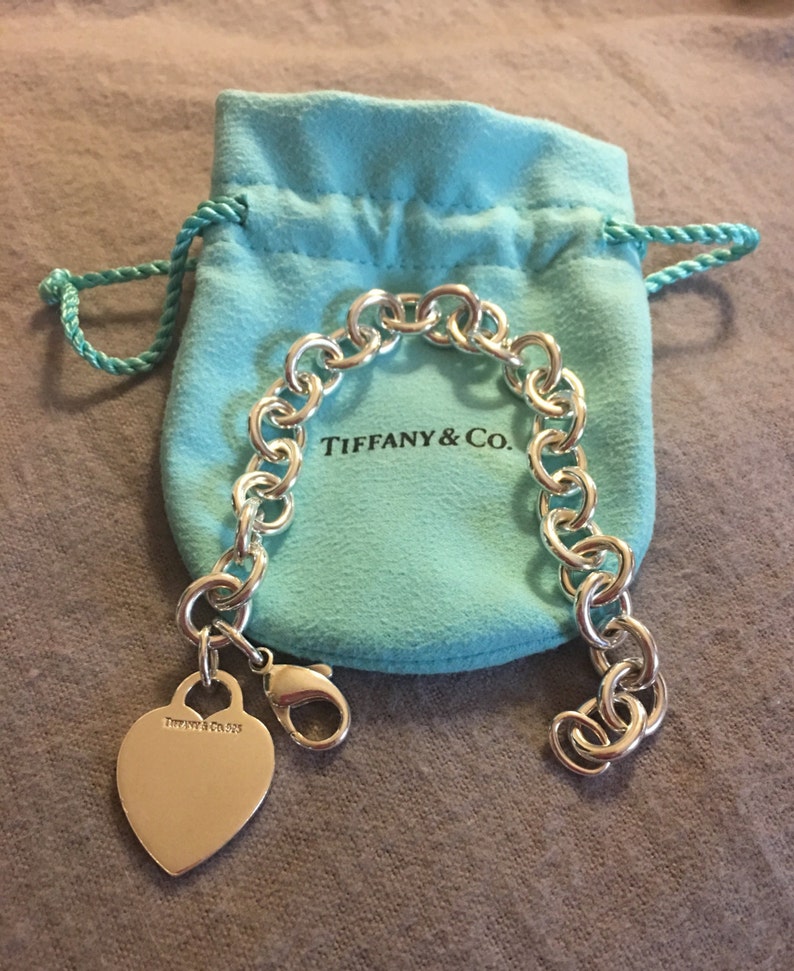 Vintage Tiffany & Co Blank Heart Disc Link Bracelet Retired - Etsy