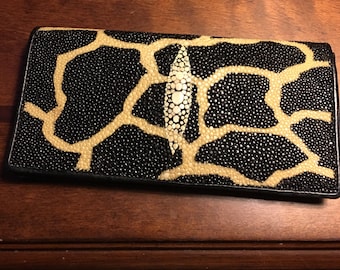 Vintage Exotic Stingray Skin Bi-Fold Wallet for Men or Women