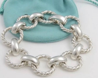 Vintage Estate Rare Tiffany & Co Twisted Rope Link Bracelet