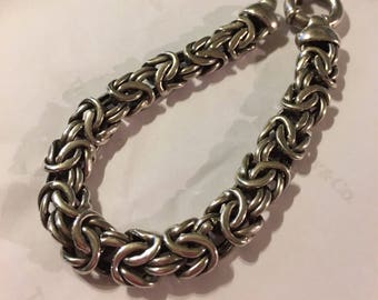 Vintage Sterling Silver Byzantine chainmaille bracelet- 8”