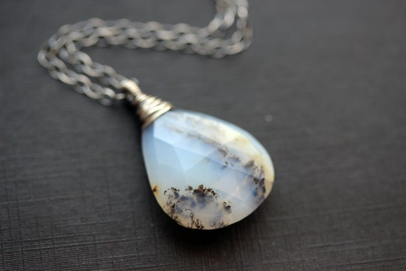 Dendritic Opal Silver Wrapped Earrings