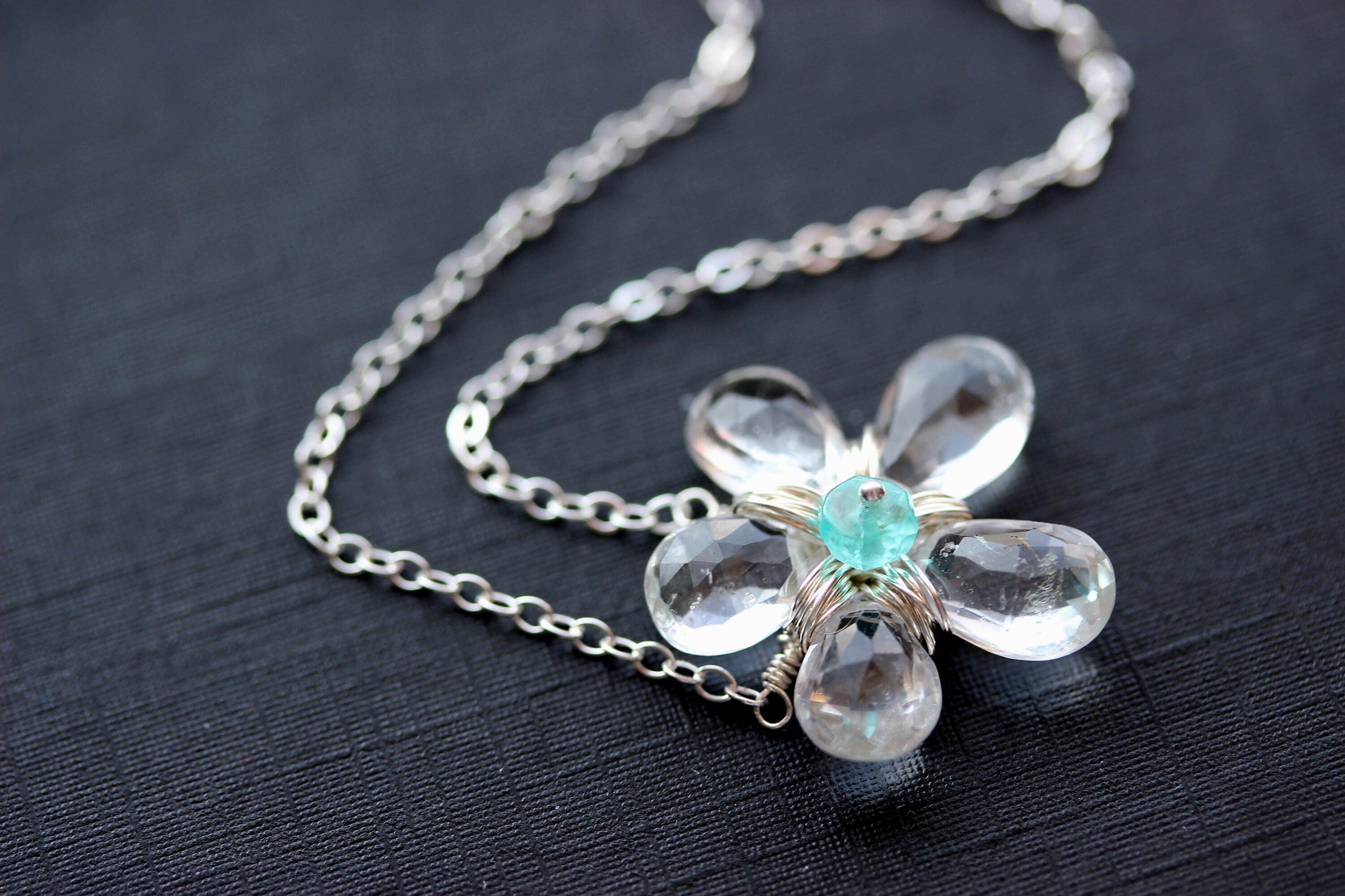 Silver Wire Wrap w Blue Zircon /& Topaz FREE SHIPPING!!
