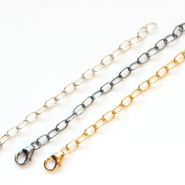 Sterling Silver Extension Chain, Oxidized Silver Extension, 14k Gold Filled Extender Chain, 2 inch, 3 inch or 4 inch. Choose your Finish