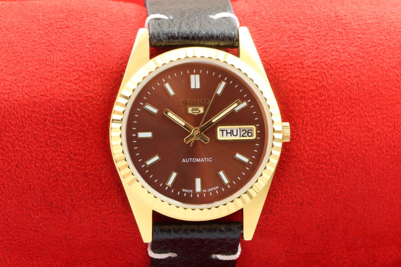 ヴィンテージ 中古 セイコー 5 自動巻き 日本製 デイデイト ブラウン