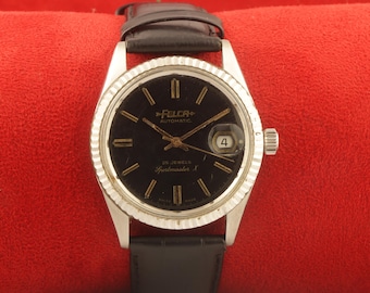 FELCA SPORTSMASTER X vintage swiss automatic mens working wrist watch antique recently serviced 36mm NO31..
