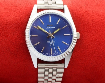Vintage Refurbished HMT Kohinoor mechanical winding blue dial working wrist watch 35mm