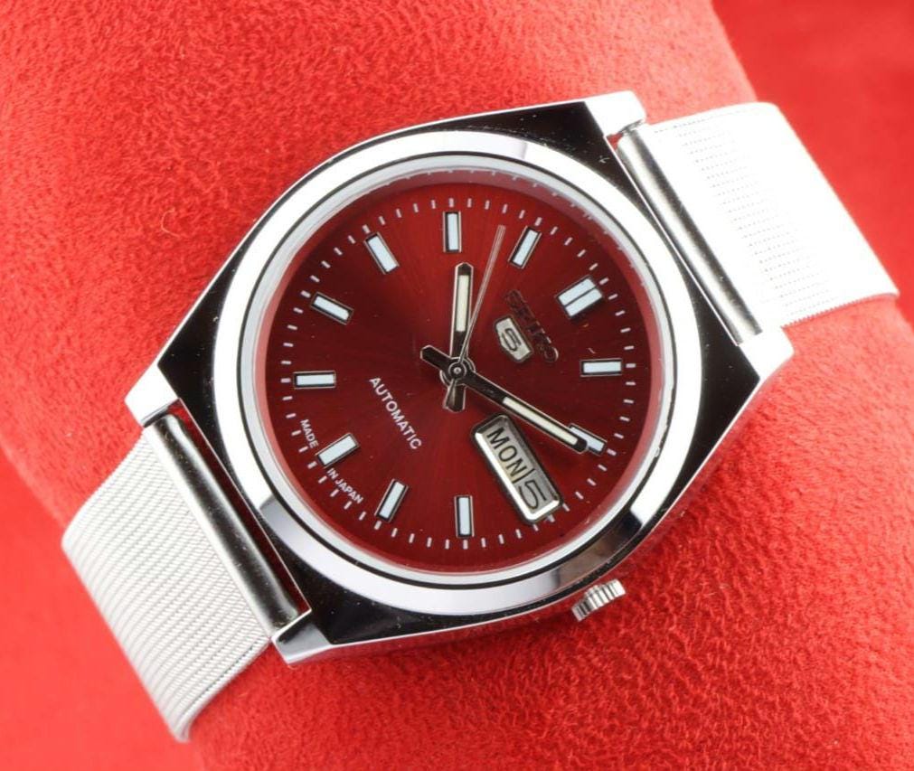 セイコー 自動巻き時計 赤色ダイヤル Seiko red dial - Etsy 日本
