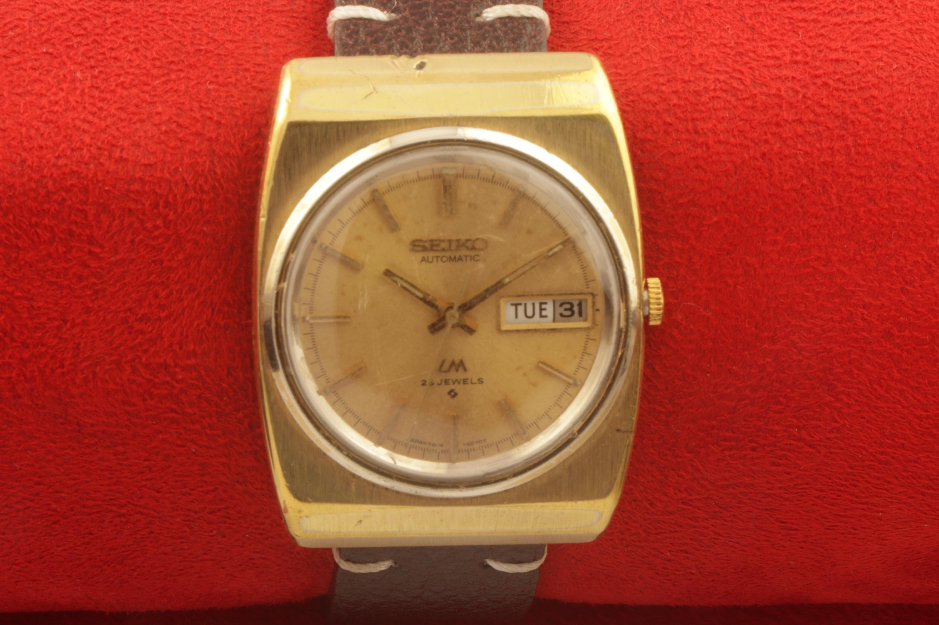 中古セイコー ロードマチック 25j 腕時計 ゴールド文字盤 整備済み 