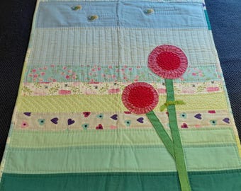 Two Flowers and Three Flying Birds Baby Quilt