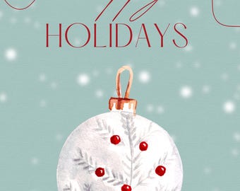 Póster de adorno navideño en acuarela: arte mural festivo