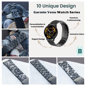 for Garmin Venu Luxury Unique Designer Metal Watch Band  Personalize Steel Strap 2 3 Sq Plus Wristband Bracelet QuickFit 20 22 26 Bands