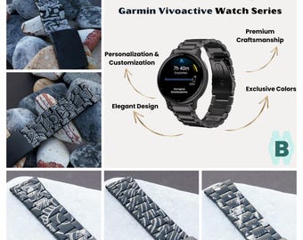 for Garmin Vivoactive Desinger Metal Watch Band Personalize Unique Steel Strap Customiz Wristband Bracelet QuickFit Vivoactive 3 4 5 Music