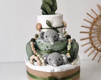 Diaper cake for twins, neutral, unisex, gift for birth, christening, baby gift, handmade