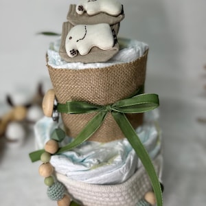 Windeltorte neutral, grün mit Korb