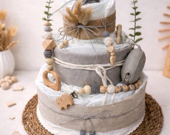 Unisex Diaper Cake - Perfect Gift, Handmade and Personalized, Baby Shower Gift, Diaper Cake for Baby Girls, Diaper Cake for Boys