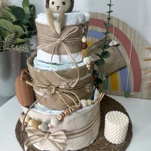 Diaper cake Boho Lion, Diaper cake Unisex, Diaper cake Neutral, Diaper cake Girl, Diaper cake Boy