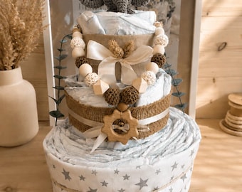 Windeltorte „Farbenfroh mit Elefant“ • Geschenk zur Geburt & Babyparty • Windeltorte Junge Mädchen neutral • Babygeschenk,diaper cake