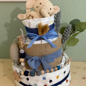 Diaper cake boy, handmade baby gift, personalized, baby shower gift