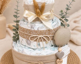 Boho Lion Diaper Cake, Unisex Diaper Cake, Neutral Diaper Cake, Diaper Cake for Girls, Diaper Cake for Boys