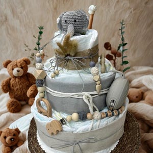 Diaper cake unisex elephant, perfect gift, handmade and personalized, gift for birth, diaper cake girl, diaper cake boy