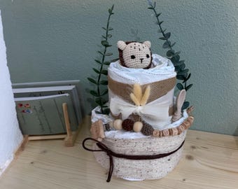 Mini diaper cake Safari in 7 variations, personalized baby gift boy/girl, birth gift, baby shower gift