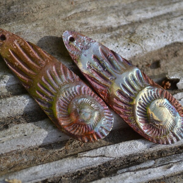 Handmade Ammonite Elongated Drops