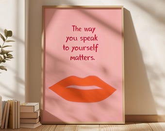 School Counselor Office Poster Therapist Positive Self Talk Wall Art Mindfulness Self Care Decor Encouraging Quote Mental Health Therapy