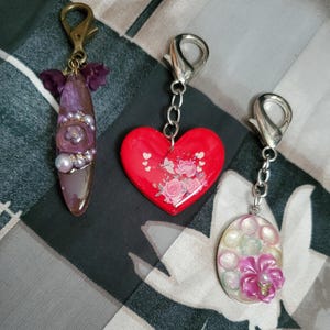 Purse charm bag charm flower purse charm heart bag charm handmade