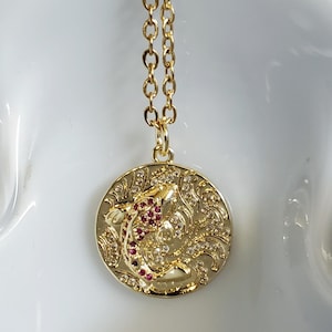 Koi pond with fish pendant necklace cubic zirconia Koi fish necklace handmade