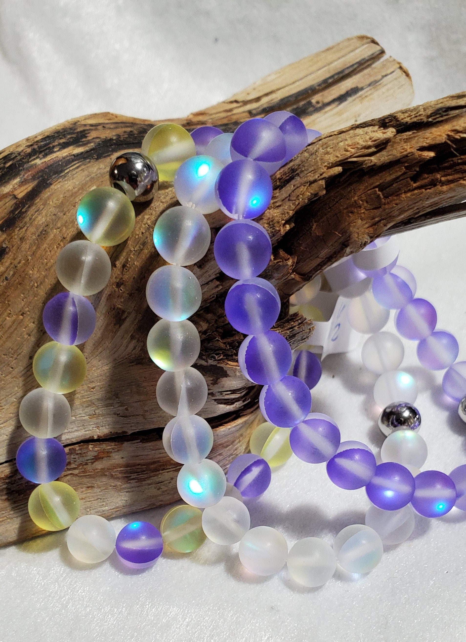 Mermaid glass beads glow beads mermaid beads synthetic opal beads- 6,8  or10mm