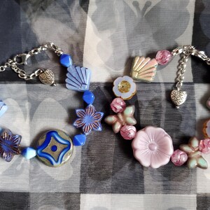 Czech beads bracelets your choice handmade beaded bracelets Czech flower bead bracelets adjustable bracelets Czech butterfly bracelet