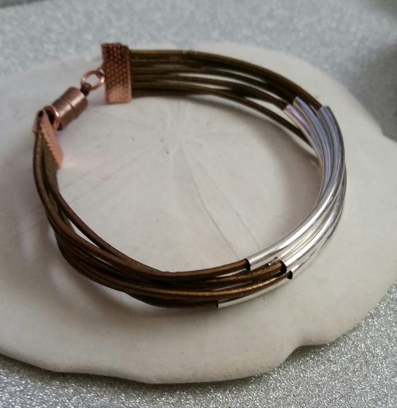 Womens braceletmulti cord leatherleather jewelryleather and silverbeaded leather braceletcuff braceletbanglehandmadewomen/'s jewelry