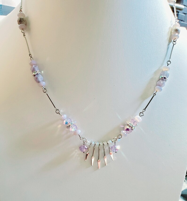 Dazzling beaded necklace with matching dangle drop earrings 2 piece jewelry set handmade necklace and earrings amazonite and jasper image 12