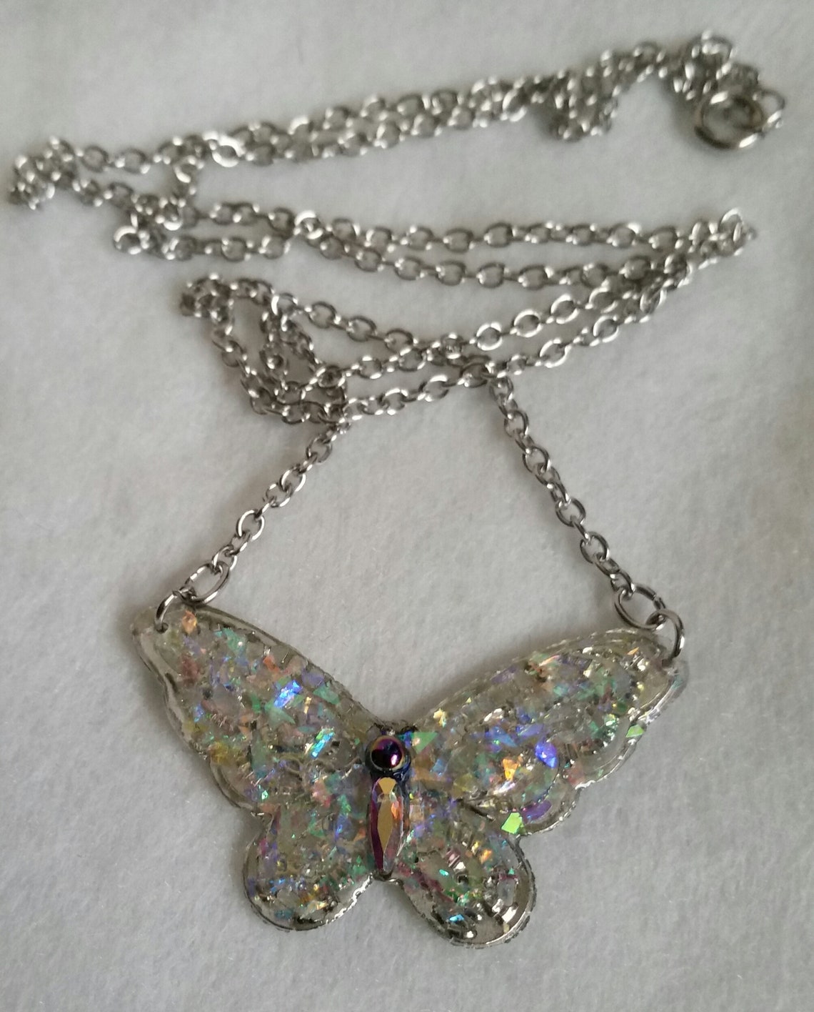 Resin butterfly necklace pendant handmade boho bohemian Etsy