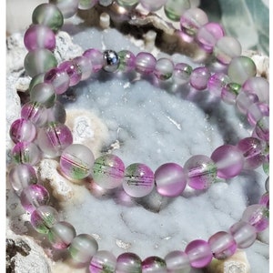 Mystic aura moonstone stretch bracelet mermaid holographic glowing aura glass bracelet  gift for her
