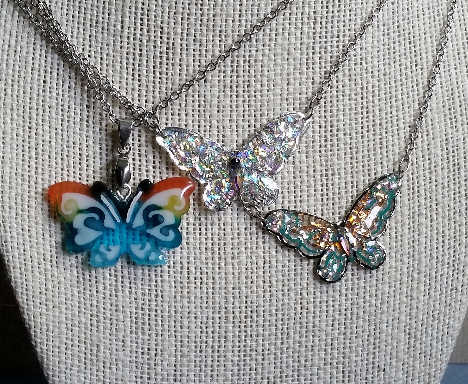 Resin butterfly necklace pendant handmade boho bohemian Etsy