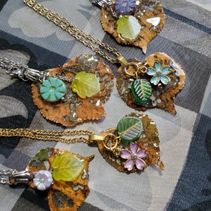 Skeleton leaf necklaces real leaf handmade resin necklace nature trees woodland unique lightweight necklace