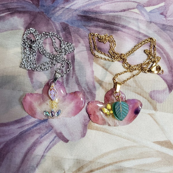 Dried flower necklace resin necklace flower leaf petal necklace Rhododendron petal geranium leaf handmade