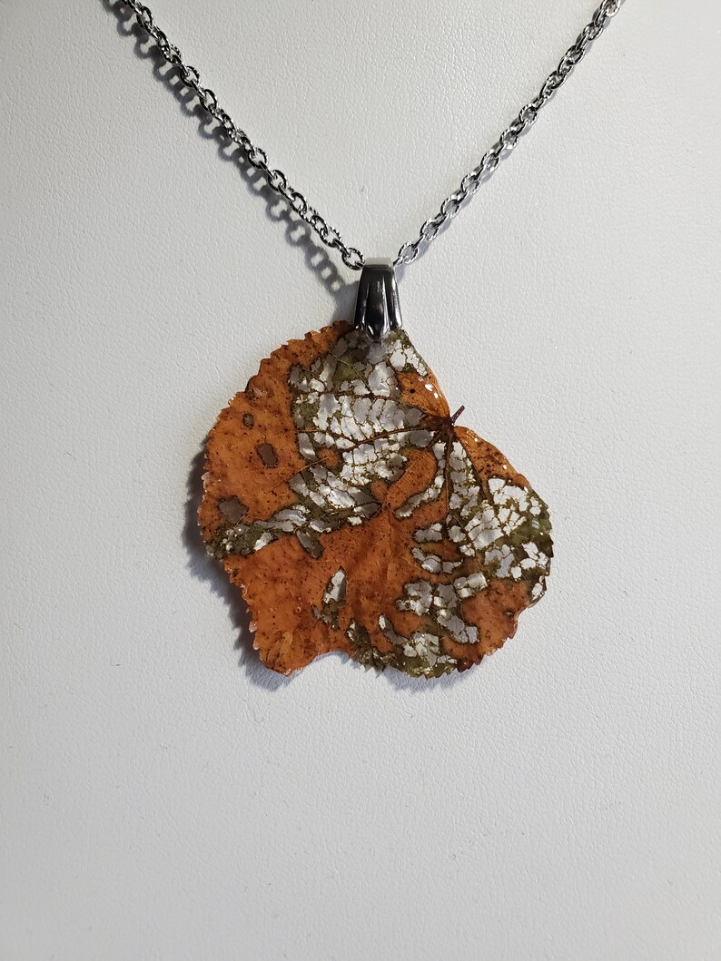 Skeleton leaf necklaces real leaf handmade resin necklace nature trees woodland unique lightweight necklace image 5