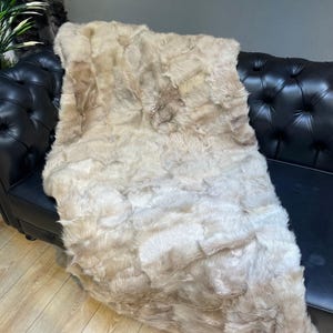 Real Sheepskin Fur Blanket Throw | Personalized Handmade Fur Bedspread | Fur Blanket | Handmade Blanket | Sofa Fur Throw | Shaggy Blanket