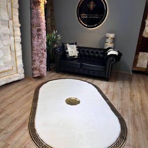 Soft and Plush White Gold Area Rug - Modern Unique Design - Perfect for Your Home Office -  Unique Luxury Accent for Any Space -Faux Fur Rug