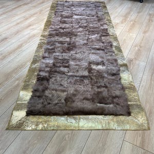 Luxury Handmade Brown Gold Fluffy Sheepskin Rugs, Sheep Skin Rug, Handmade Sheepskin Rug, Shaggy Rug, Soft Wool Rug, Unique Sheepskin Carpet