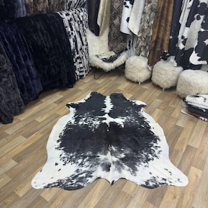 Genuine Brazilian Cowhide Rug: Black & White Speckled Hair-on-Hide